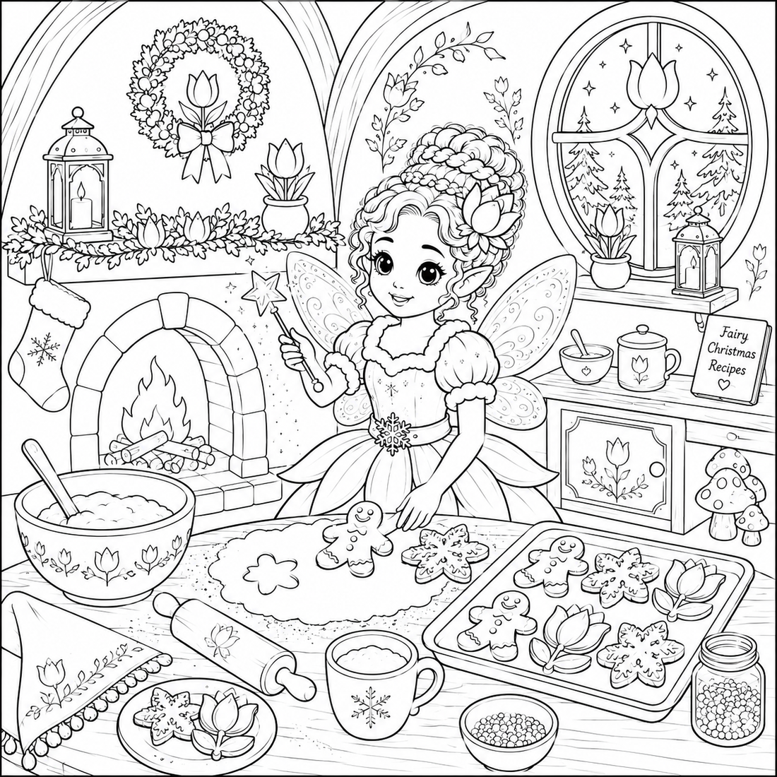 Coloring Book for Adults and Teens: Tulipa's Cozy Christmas