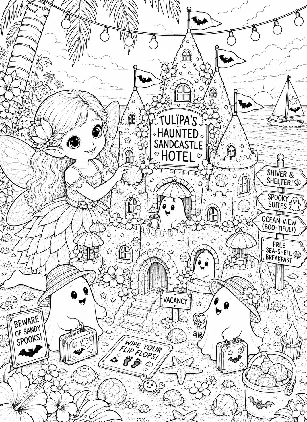 Beach Coloring Book for Teens and Adults: Tulipa's Boo Beach Young
