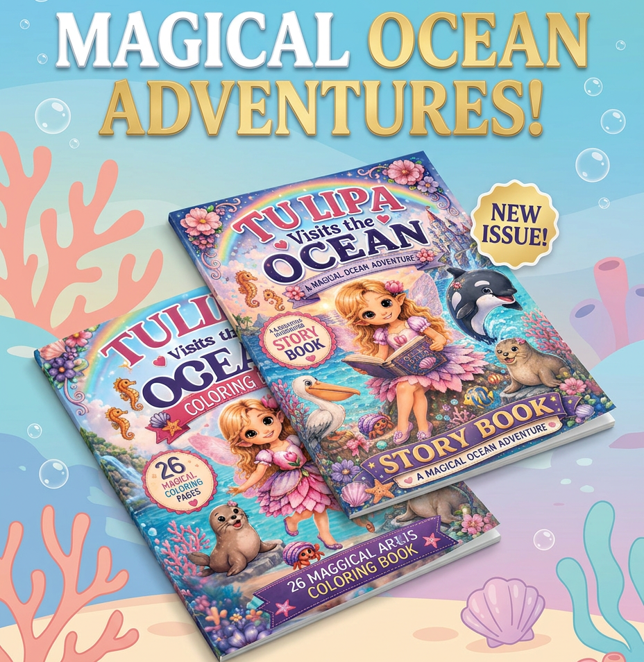 Tulipa Visits the Ocean Storybook & Coloring Book Bundle